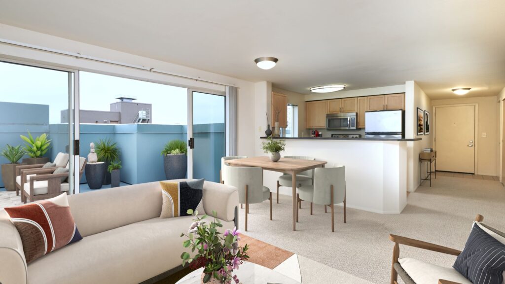 Bright and airy living room with comfortable seating and plenty of natural light