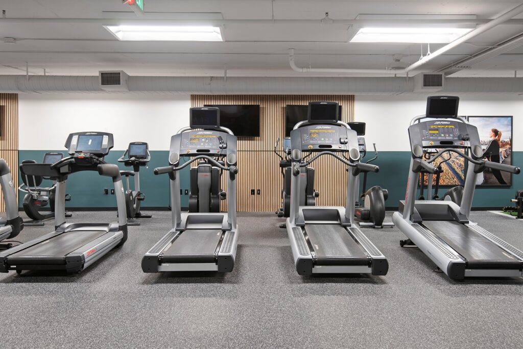 Fitness center with cardio and strength training equipment